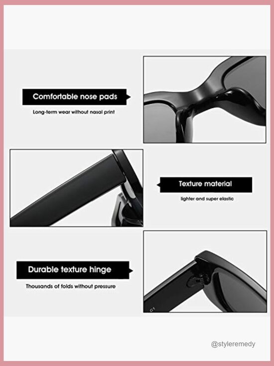 Retro Rectangle Sunglasses UV400 Protection Plastic Frame Driving Glasses main image 4
